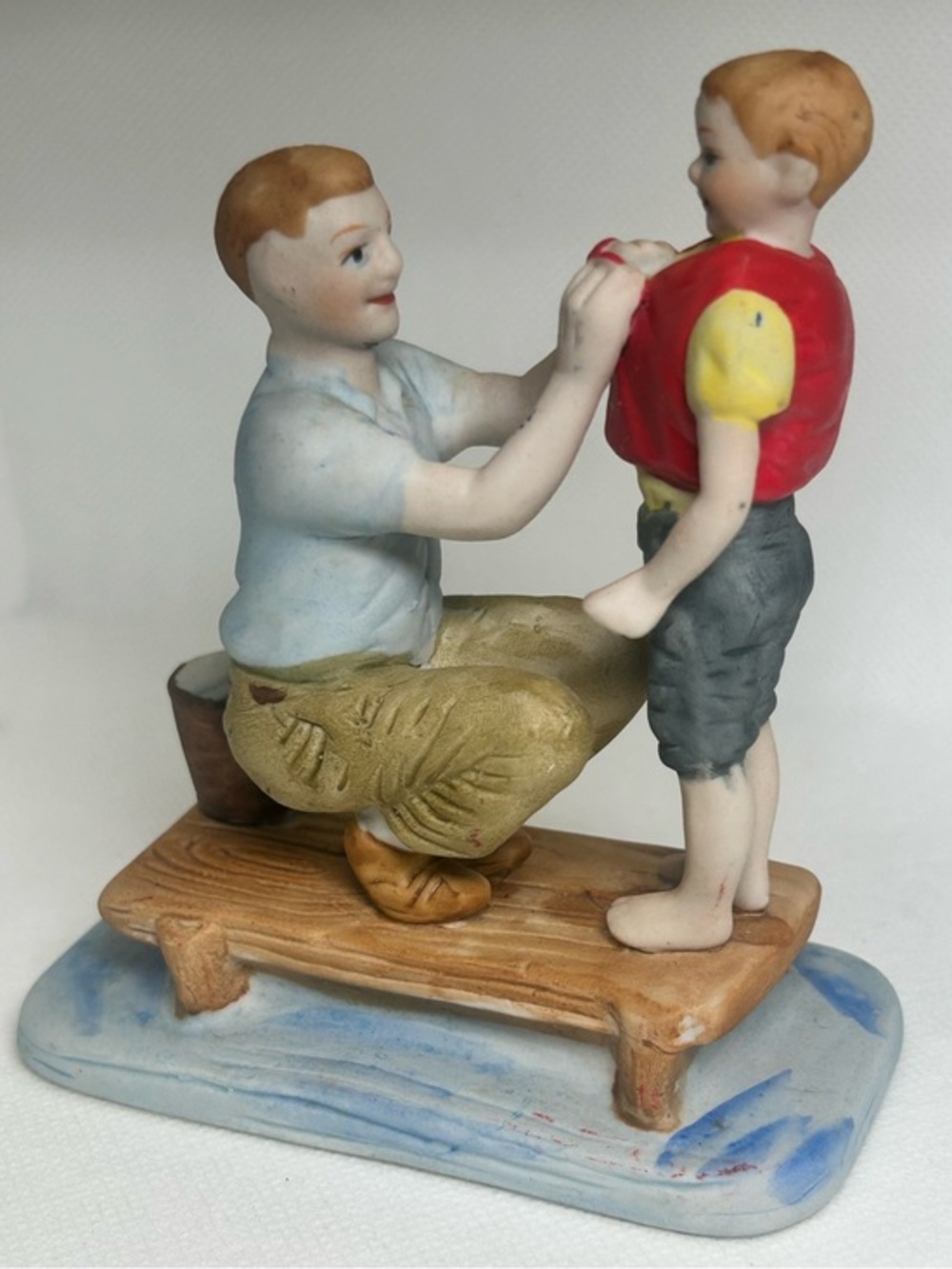 Norman Rockwell Father & Son Figurine Dressing Boy Vintage Collectible